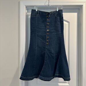 Denim Button-Front Skirt